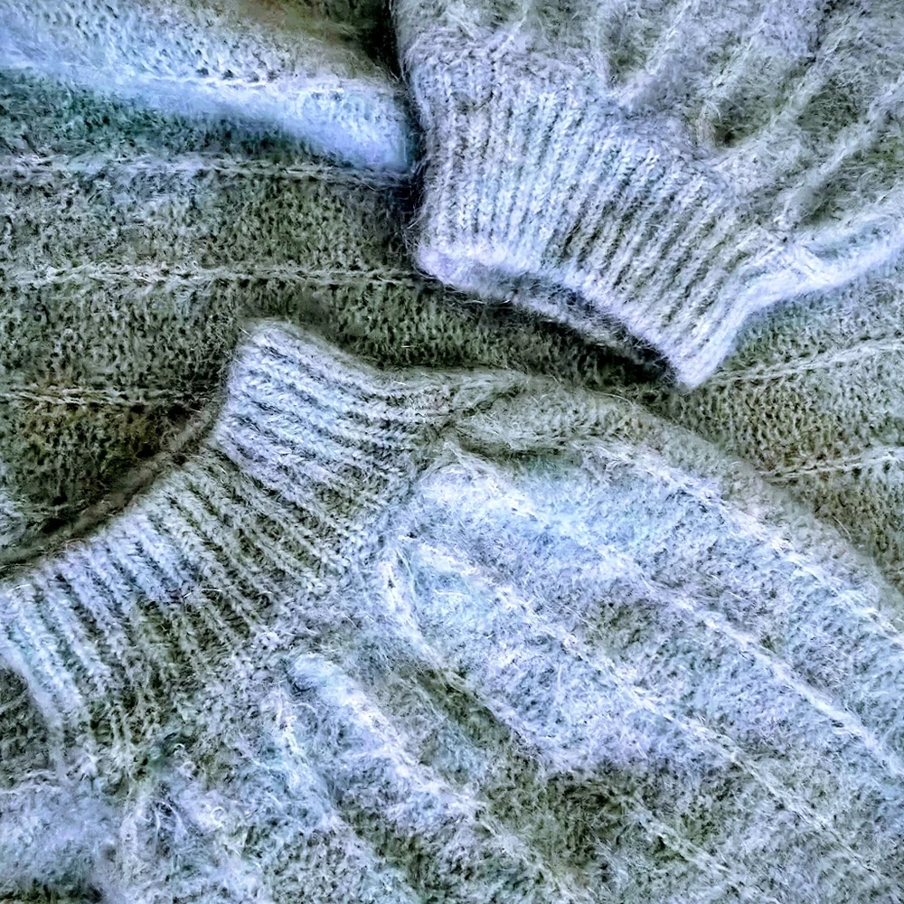 LA MAILLE SÉZANE Amance Fancy Knit Mohair Sea Green Mint Cardigan Large - Picture 8 of 13